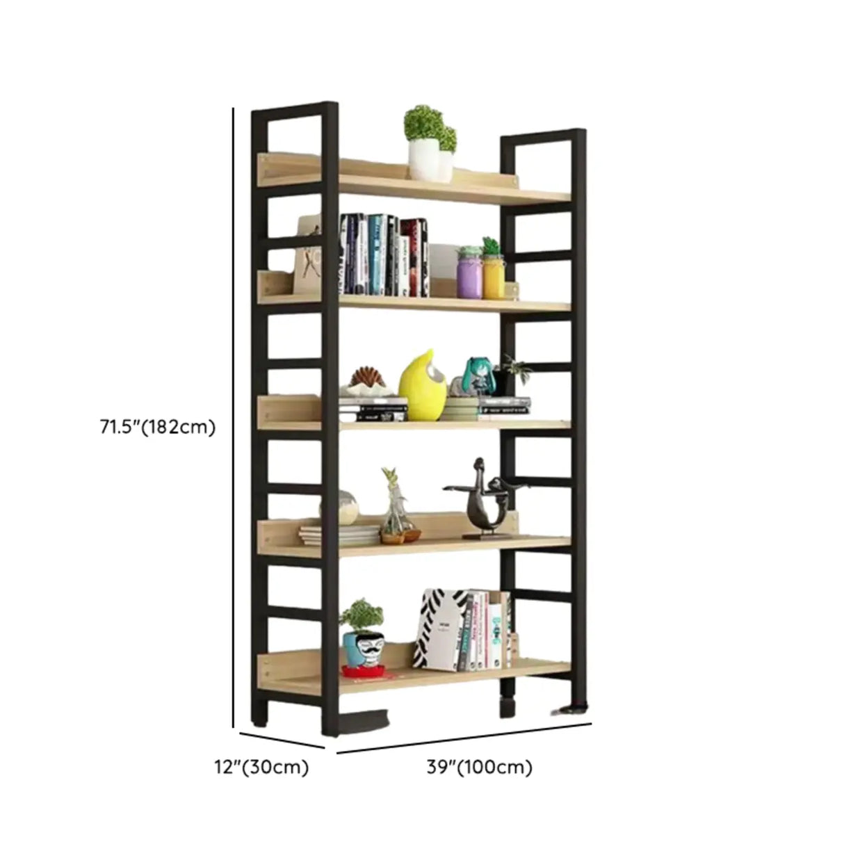 Industrial Open Shelf Iron Frame Rectangular Bookshelf Image - 20