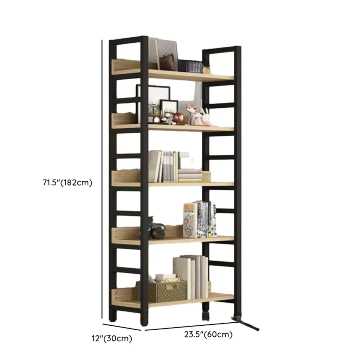Industrial Open Shelf Iron Frame Rectangular Bookshelf Image - 21