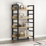 Industrial Open Shelf Iron Frame Rectangular Bookshelf Image - 3