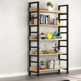 Industrial Open Shelf Iron Frame Rectangular Bookshelf Image - 4