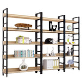 Industrial Open Shelf Iron Frame Rectangular Bookshelf Image - 6