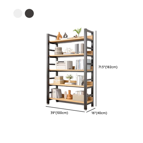 Industrial Open Wooden Metal Frame Display Bookcase Image - 28