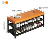 Industrial Orange Upholstered Storage Entryway Bench Image - 12
