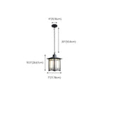 Industrial Outdoor Lantern Rectangular Glass Pendant Light #size