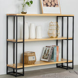 Industrial Pine and Metal Black Floor Shelf Console Table Image - 1