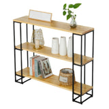 Industrial Pine and Metal Black Floor Shelf Console Table Image - 2