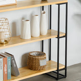 Industrial Pine and Metal Black Floor Shelf Console Table Image - 7