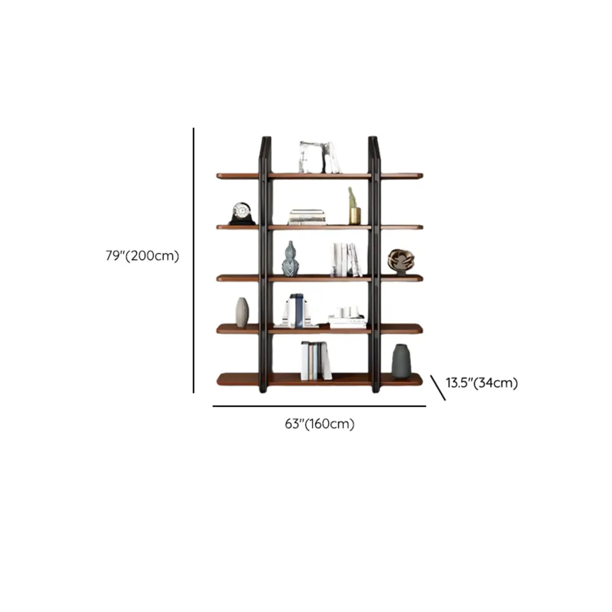 Industrial Pine Black Frame Etagere Large Bookshelf Image - 12