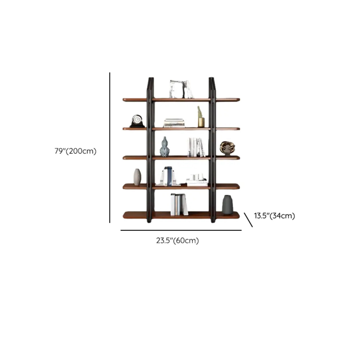 Industrial Pine Black Frame Etagere Large Bookshelf Image - 15