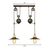 Industrial Pulley Dual Edison Bulbs Pendant Light #size