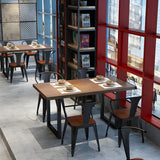 Industrial Rectangle Wood Brown Sled Base Dining Table Image - 10