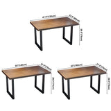 Industrial Rectangle Wood Brown Sled Base Dining Table #size