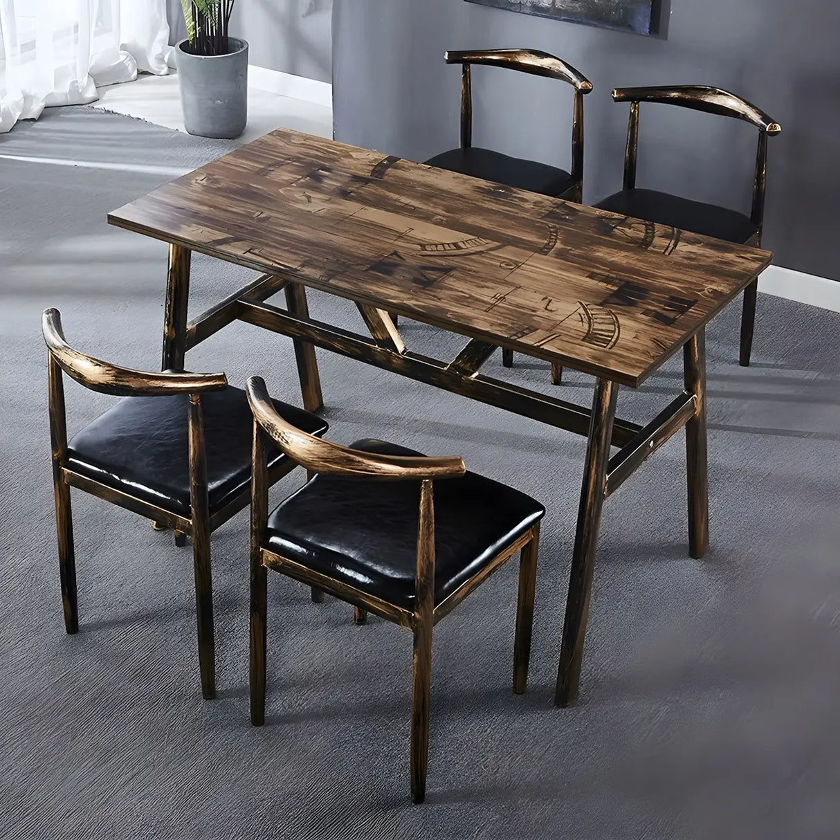 Industrial Rectangular Brown Dining Table for Kitchen Image - 13