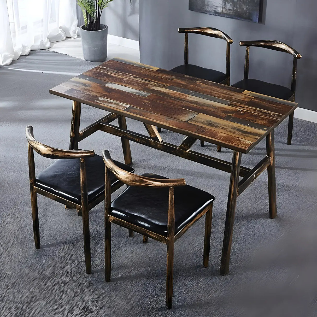 Industrial Rectangular Brown Dining Table for Kitchen Image - 15