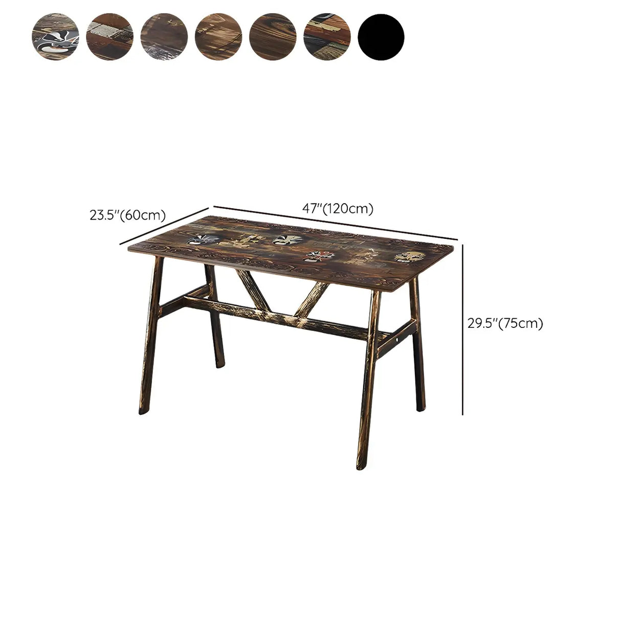 Industrial Rectangular Brown Dining Table for Kitchen 