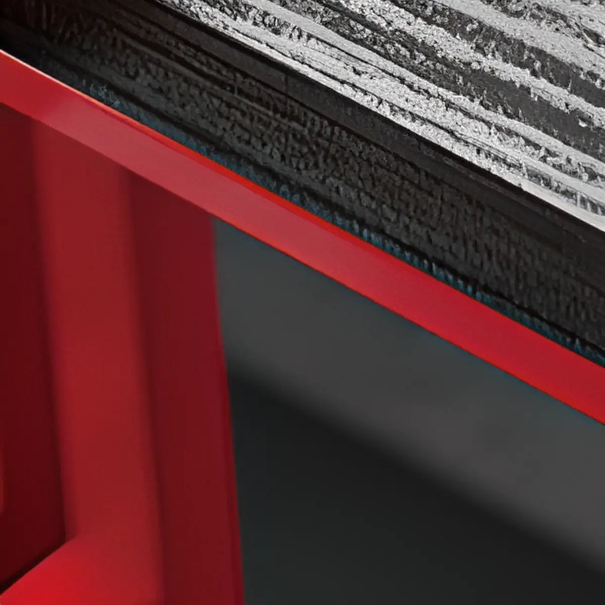Industrial Rectangular Metal Grey-Red Fixed Bar Table Set Image - 10