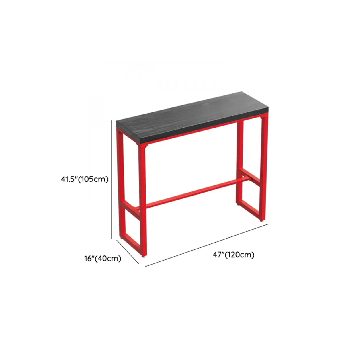 Industrial Rectangular Metal Grey-Red Fixed Bar Table Set 