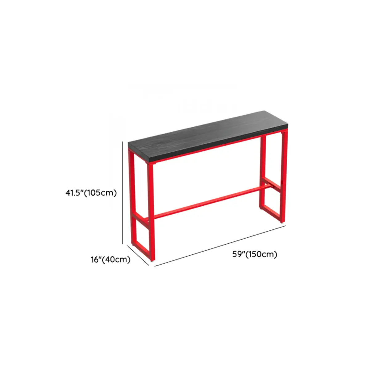 Industrial Rectangular Metal Grey-Red Fixed Bar Table Set Image - 17