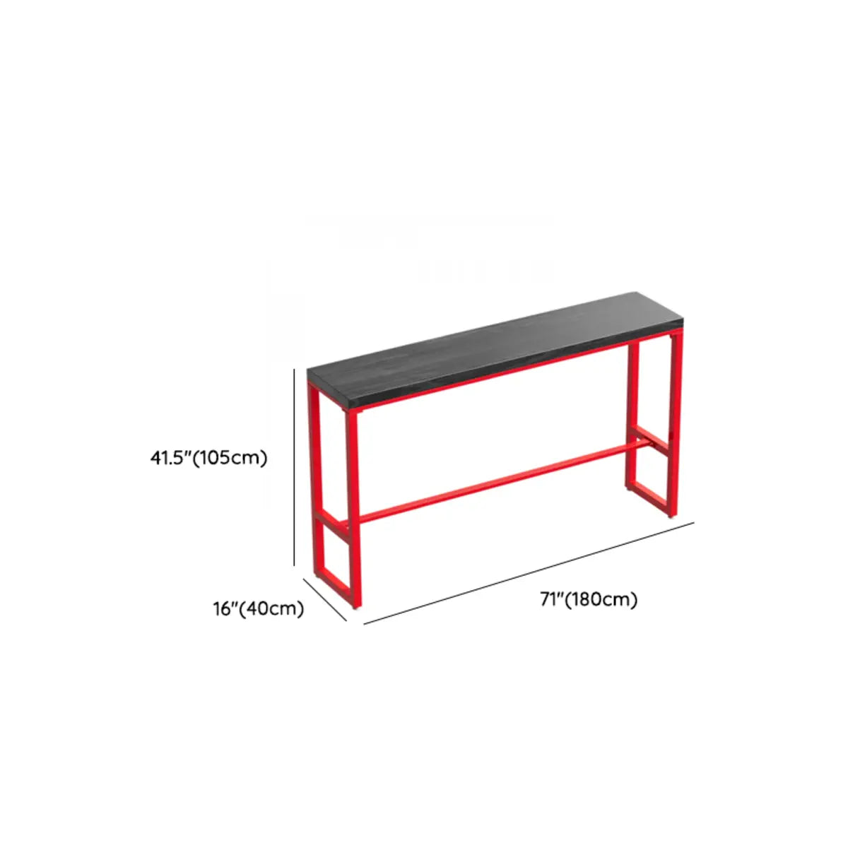 Industrial Rectangular Metal Grey-Red Fixed Bar Table Set Image - 18