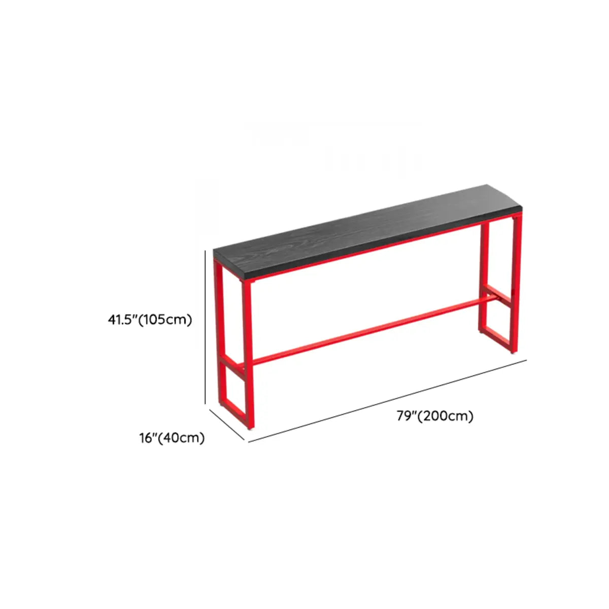 Industrial Rectangular Metal Grey-Red Fixed Bar Table Set Image - 19