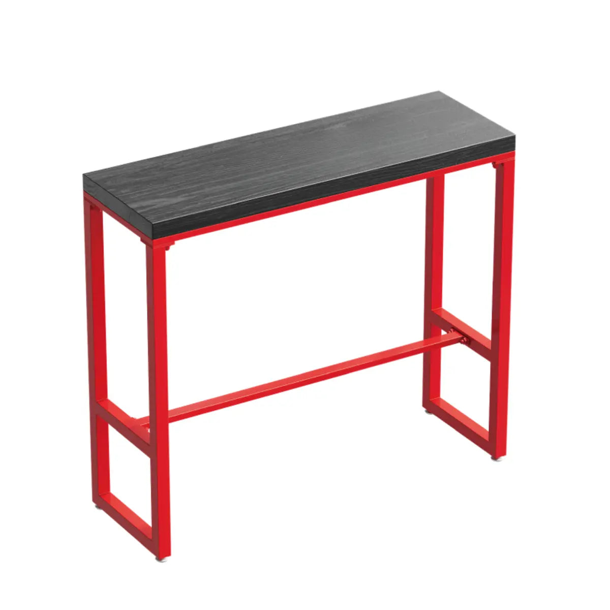 Industrial Rectangular Metal Grey-Red Fixed Bar Table Set Image - 3