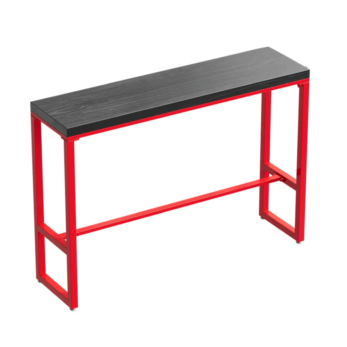 Industrial Rectangular Metal Grey-Red Fixed Bar Table Set Image - 5