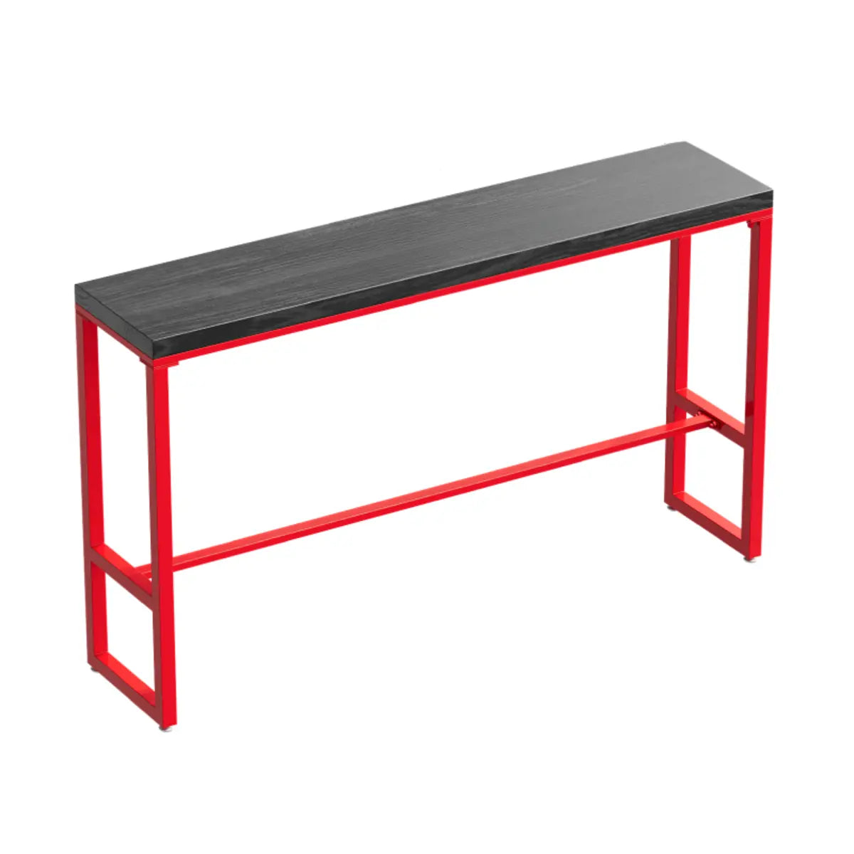 Industrial Rectangular Metal Grey-Red Fixed Bar Table Set Image - 7