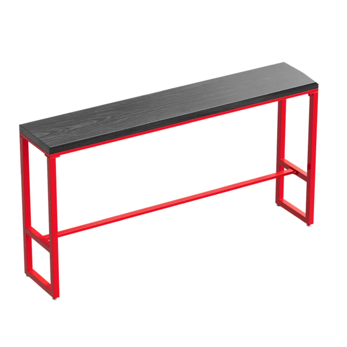 Industrial Rectangular Metal Grey-Red Fixed Bar Table Set Image - 9