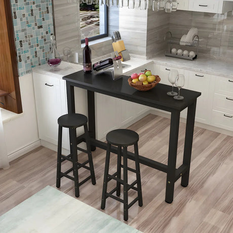 Industrial Rectangular Space-Saving Bar Table With Footrest Image - 1