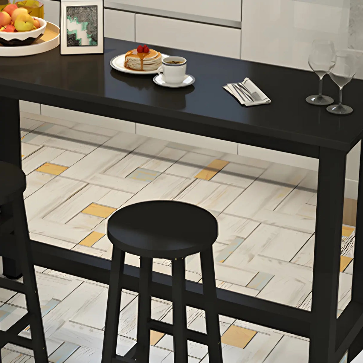 Industrial Rectangular Space-Saving Bar Table With Footrest Image - 10