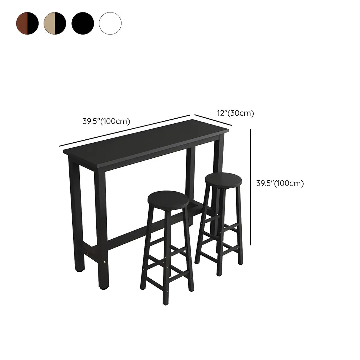 Industrial Rectangular Space-Saving Bar Table With Footrest 