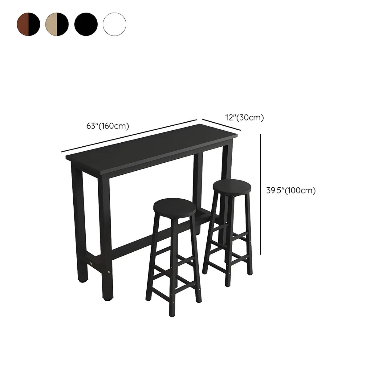 Industrial Rectangular Space-Saving Bar Table With Footrest Image - 14