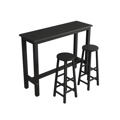 Industrial Rectangular Space-Saving Bar Table With Footrest Image - 2