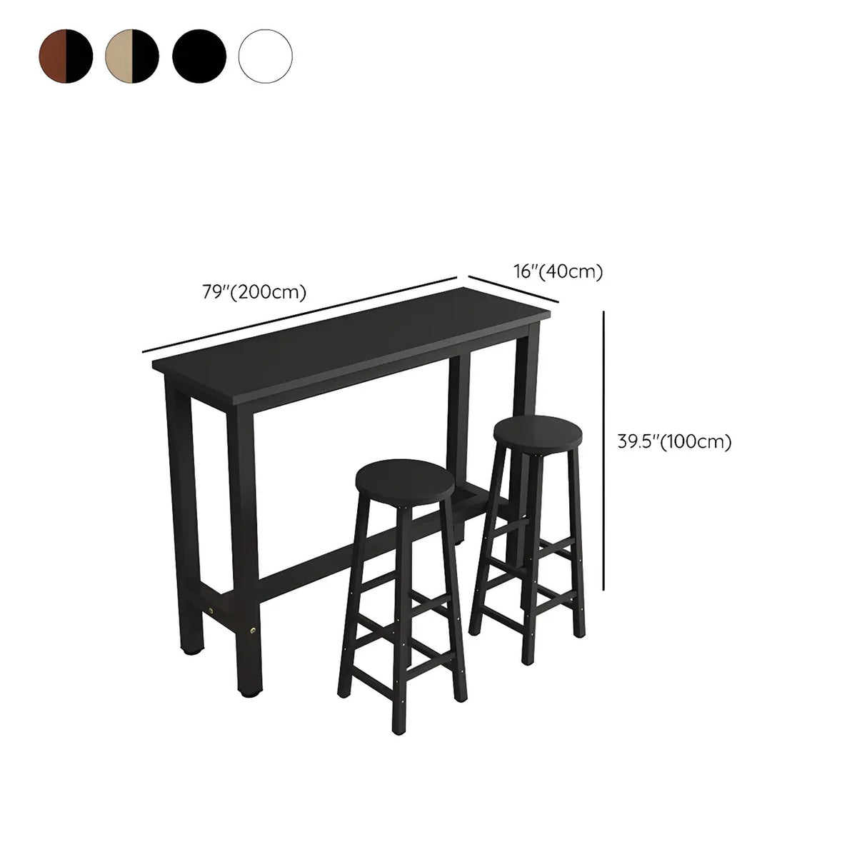 Industrial Rectangular Space-Saving Bar Table With Footrest Image - 22