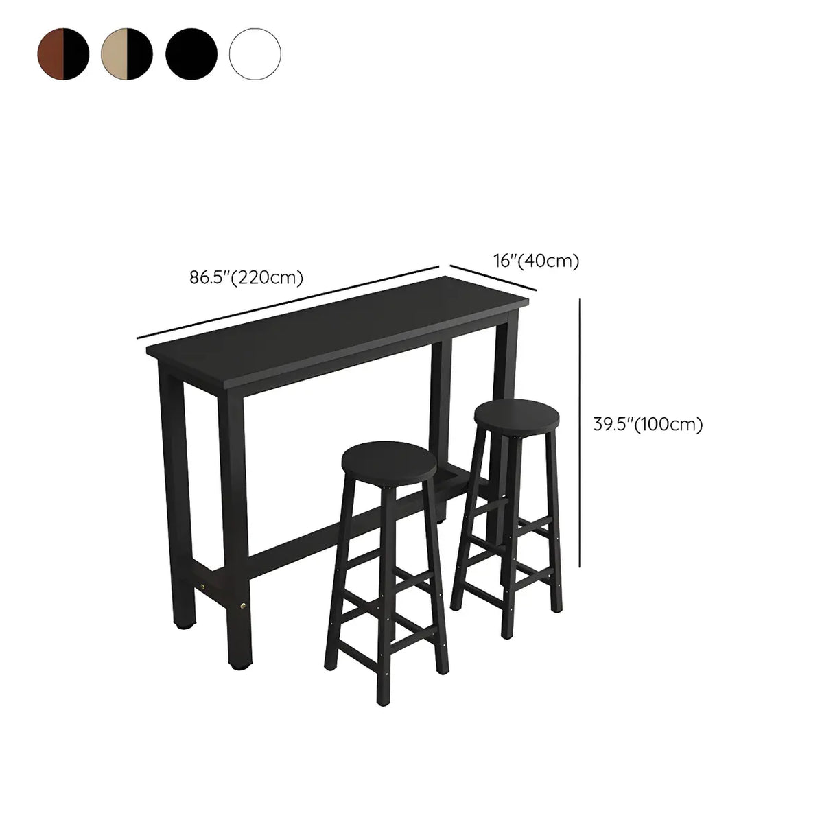 Industrial Rectangular Space-Saving Bar Table With Footrest Image - 23