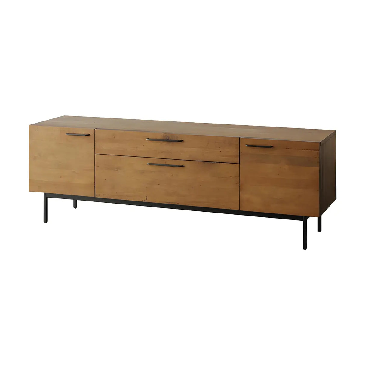 Industrial Rectangular Wood Living Room TV Stand Brown Image - 10
