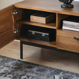 Industrial Rectangular Wood Living Room TV Stand Brown Image - 7