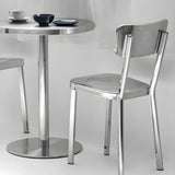 Industrial Round Stainless Steel Silver Dining Table Image - 11