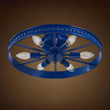 Industrial Rust Wheel Semi-Flush Mount Light 6-Light Image - 6