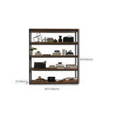 Industrial Rustic Metal Tall Wood Bookcase Black Brown Image - 26