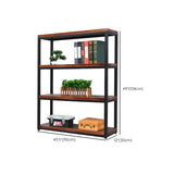 Industrial Rustic Metal Tall Wood Bookcase Black Brown Image - 29
