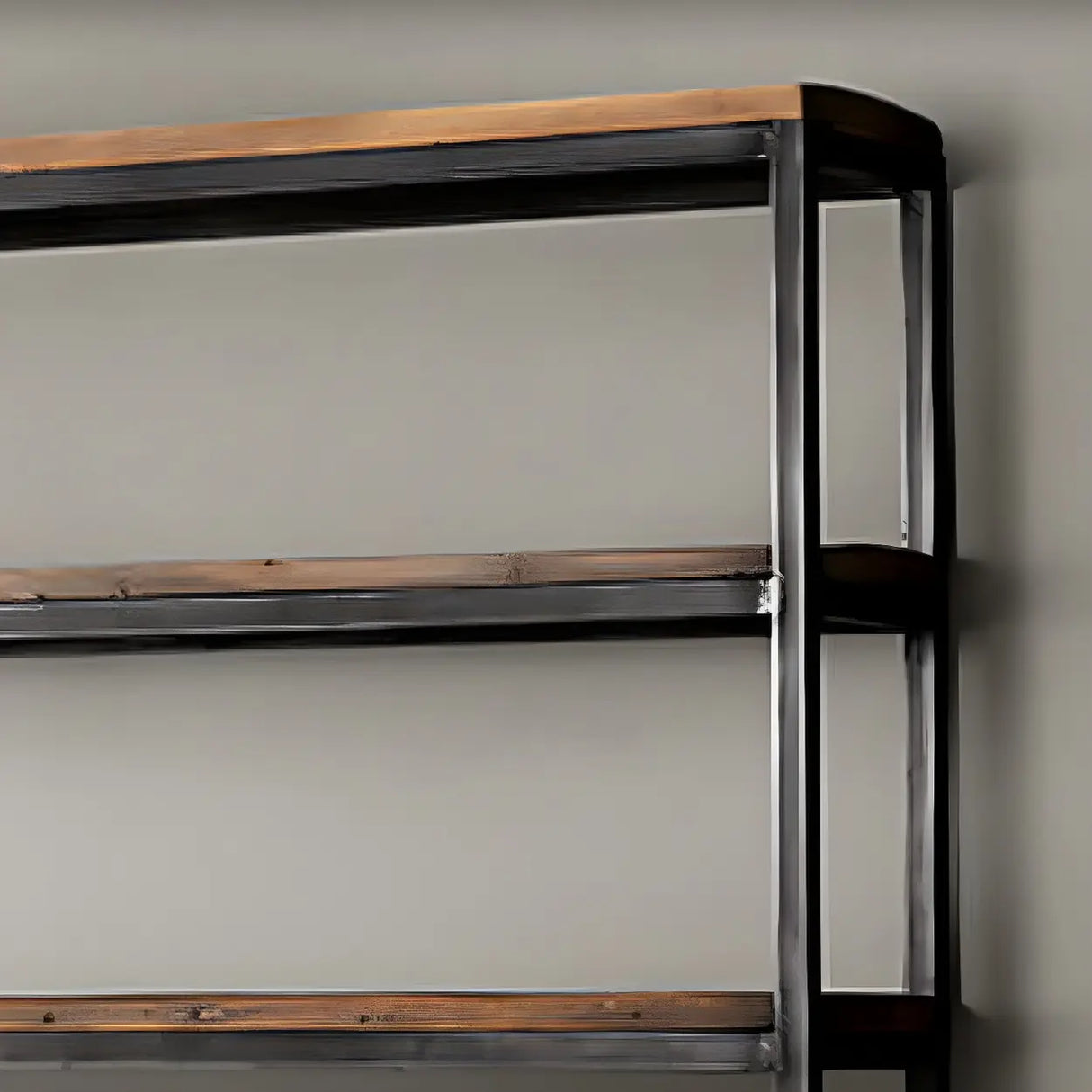 Industrial Rustic Metal Tall Wood Bookcase Black Brown Image - 9