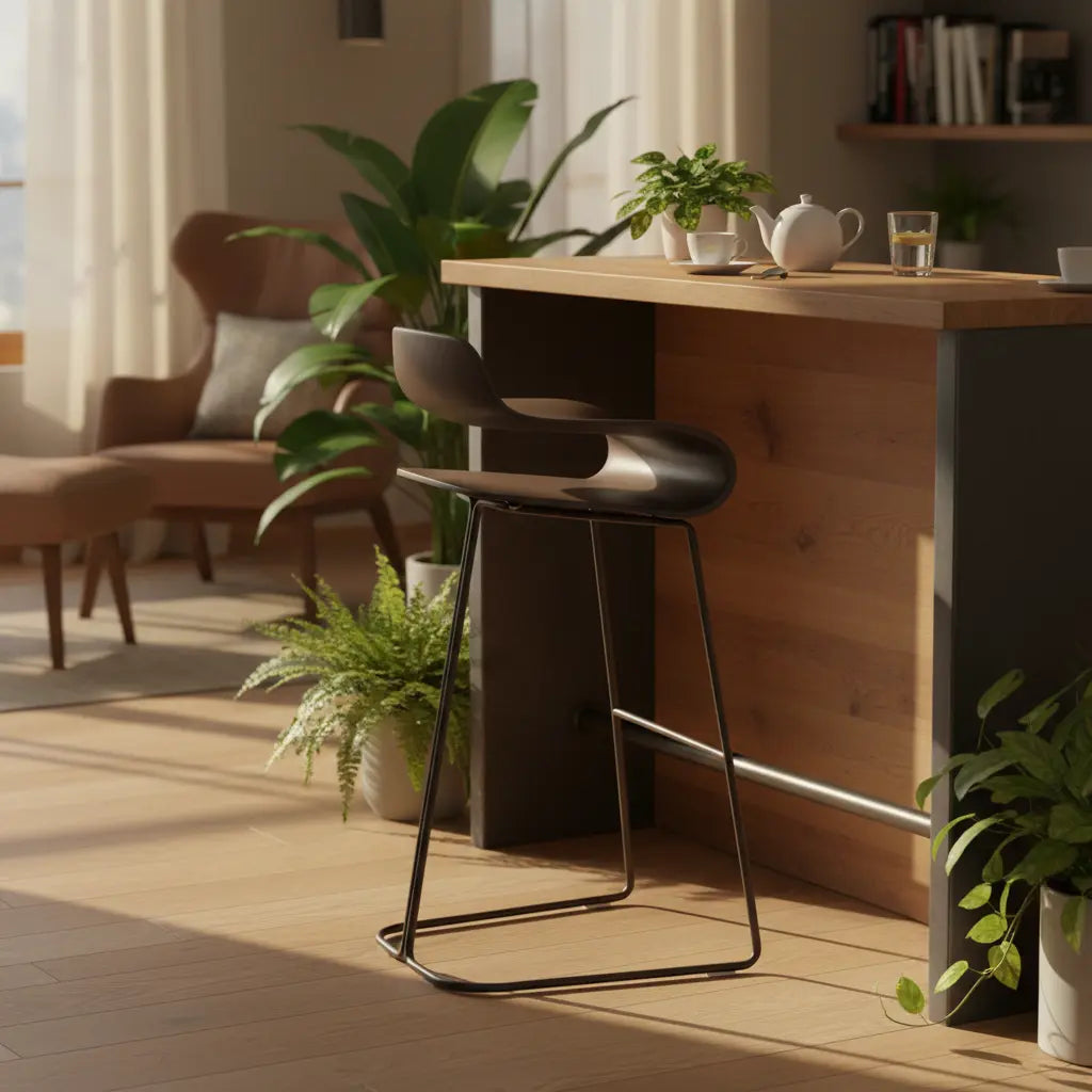 Industrial S-Curve Steel Frame Low Back Armless Bar Stool Image-29