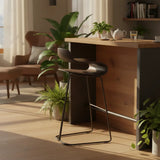 Industrial S-Curve Steel Frame Low Back Armless Bar Stool Image-29