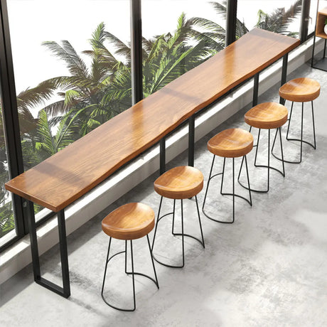 Industrial Sleek Brown Rectangular Wood Large Bar Table Image - 1