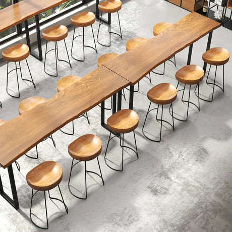 Industrial Sleek Brown Rectangular Wood Large Bar Table Image - 2