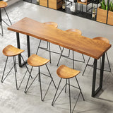 Industrial Sleek Brown Rectangular Wood Large Bar Table Image - 3