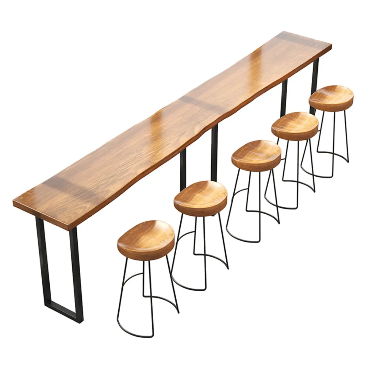 Industrial Sleek Brown Rectangular Wood Large Bar Table Image - 4