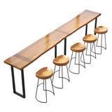 Industrial Sleek Brown Rectangular Wood Large Bar Table Image - 4