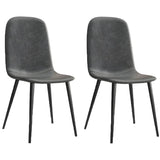 Industrial Solid Back Faux Leather Dining Side Chair Image - 2